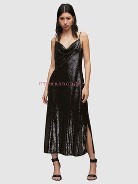 All Saints NWT Hadley Sequin Dress Size 2 Black